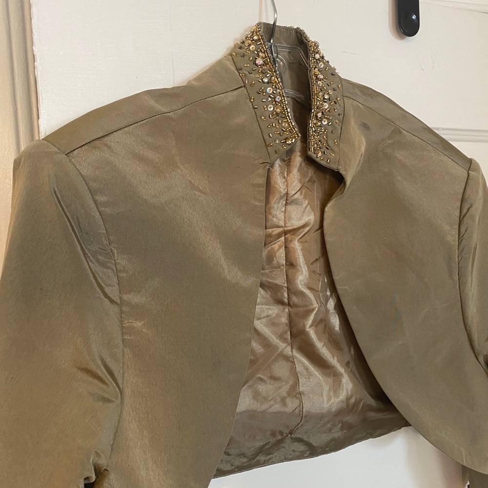 Jovani Cropped Jacket Sage Green - Picture 2 of 5